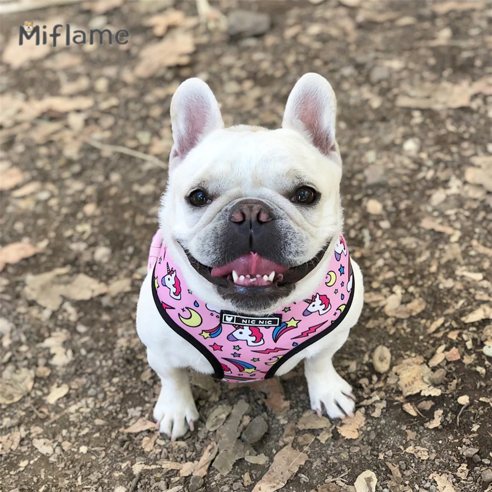 Miflame Cute Unicorns Small Medium Dog Pet Breathable Comfortable Mesh Traction Rope French Bulldog Schnauzer Go Out Chest Strap