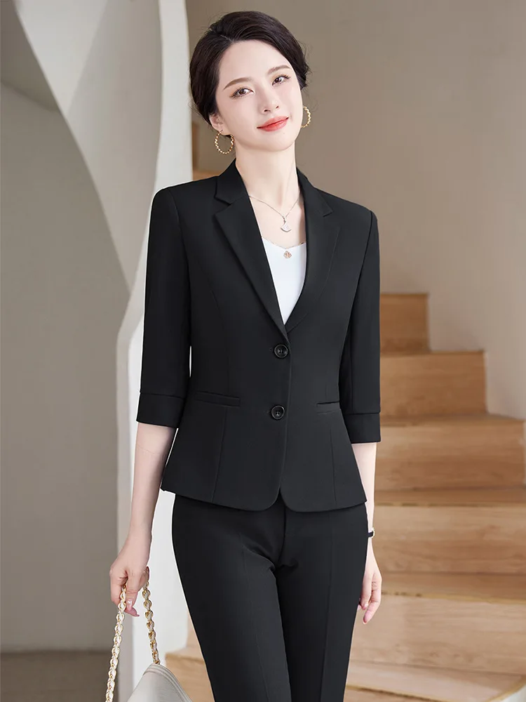 2024Spring and Summer New Suit Suit Small FashionOLWind Slim Fit Slimming Two Buttons Elastic Thin Half Sleeve