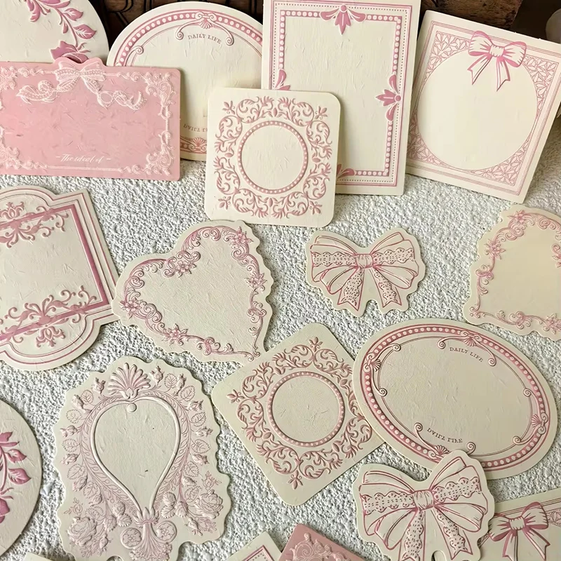 1 Box mit 30 Retro-geprägten Blumenrand-DIY-Karten aus beschreibbarem, dekorativem Karton, geeignet für Scrapbooking (Box mit Haftnotizen)