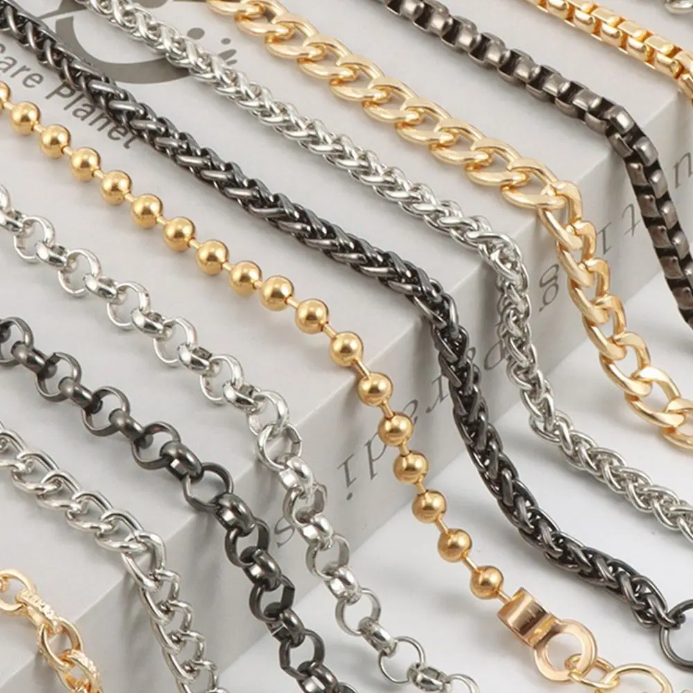 120cm Handle Replacement Chain Metal Chain For Jewelry Making Findings Bag Chain Strap Golden Silvery Aluminum Chain