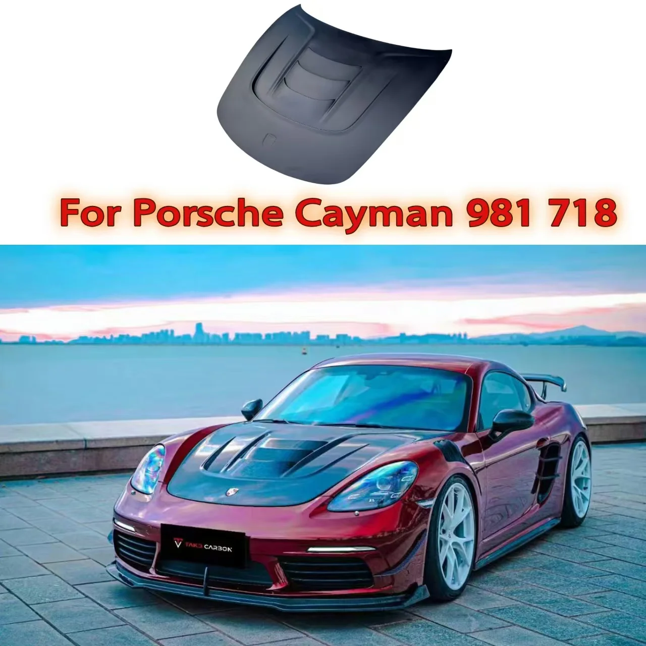 Dry Carbon Fiber TK Style Front Hood Bonnet For Porsche Cayman 718 981 2018+ Front hood Car Accessories