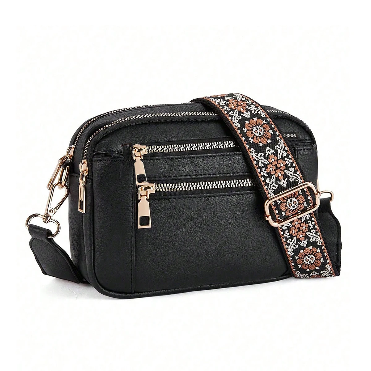 Retro fashion classic, women's multifunctional bag, zipper shoulder strap crossbody bag, small square bag, suitable for office w image 4