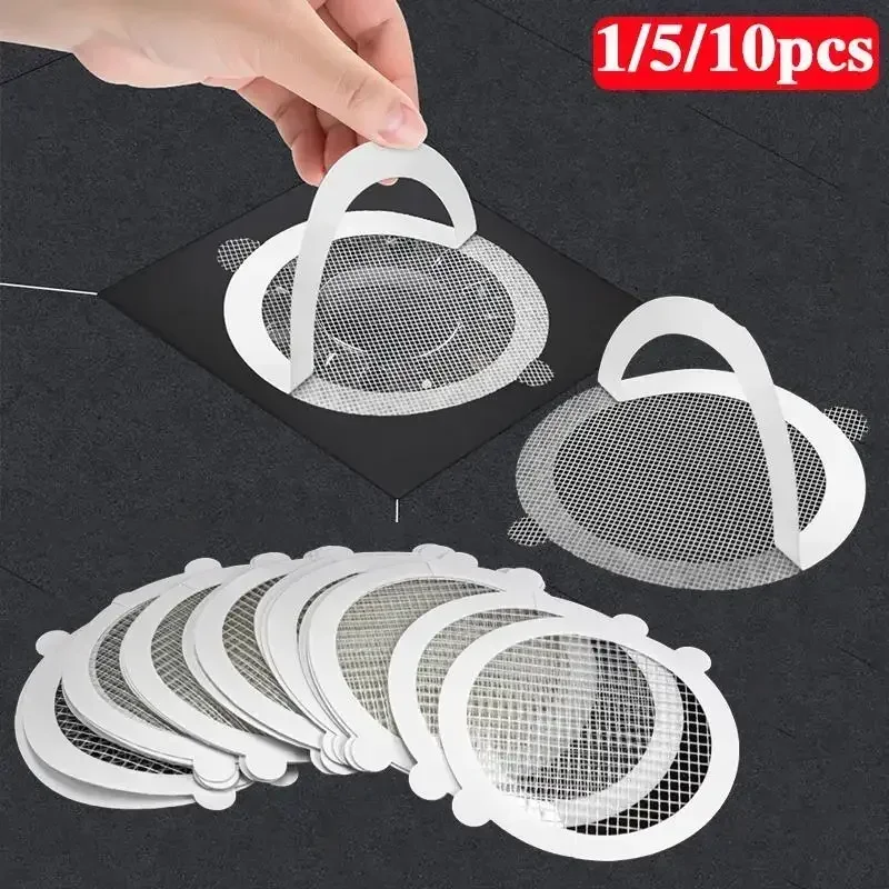 10pcs Disposable Shower Drain Hair Catcher Cover Bathroom Sewer Sink Drain Hair Strainer Stopper Bathtubs Mesh Filter Sticker