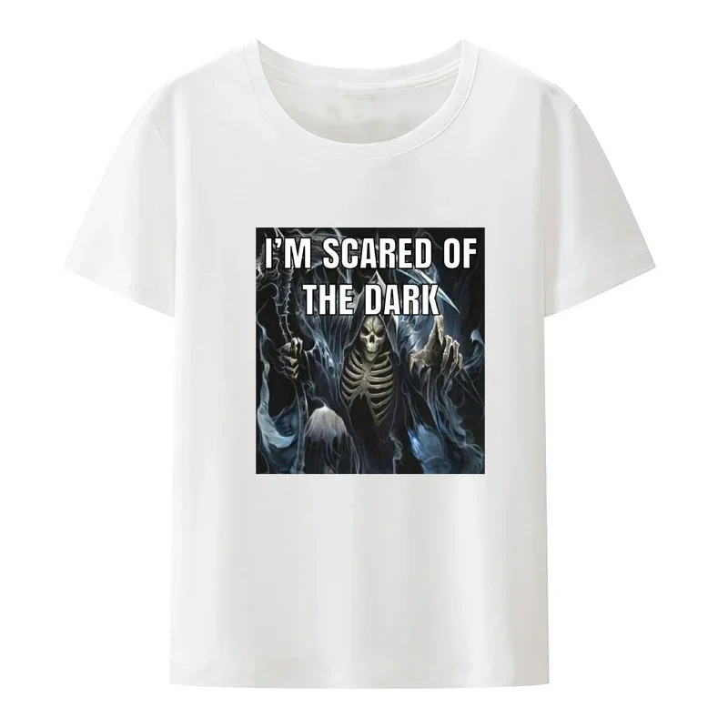 Short-Sleeved Anime Shirt for Men,  Skul I'm Scared of the Dark Shirt, Male Summer Clothes for Men, Clothing Camisetas Koszulki