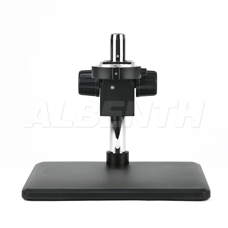 Albenth Black Microscope Stand 76mm Coarse Focus Track Stand With Large Base for Zoom Stereo Microscope Head