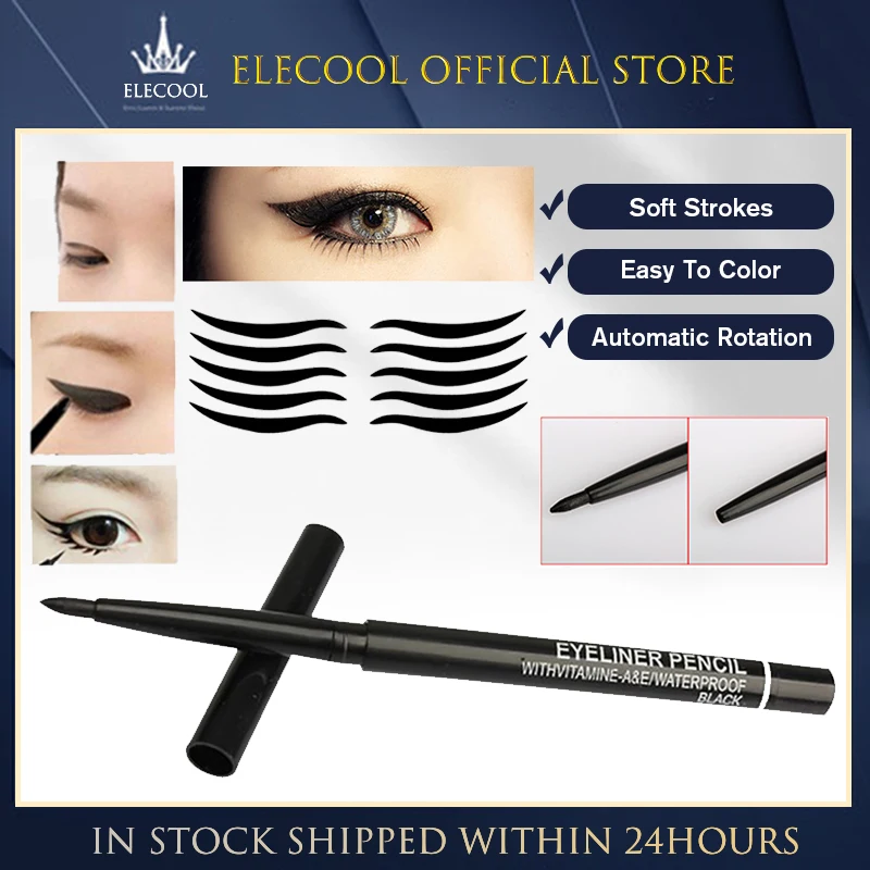 Crayon Eyeliner Rétractable pour Femme, Modèle Fuite, Maquillage à Distance, Waterproof, 3 Pièces