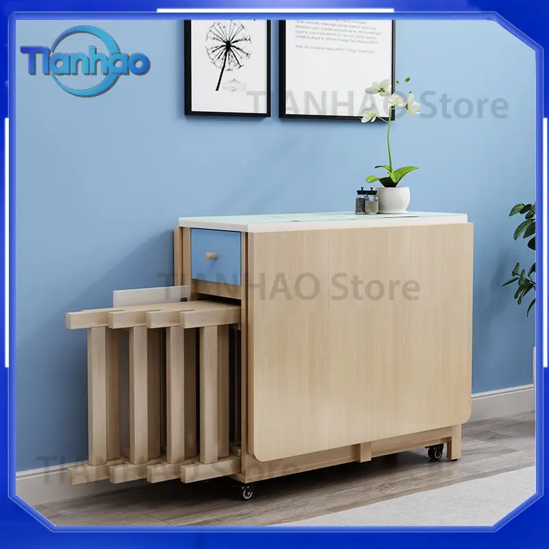 Foldable Dining Table for Small Spaces with Casters and Extension Function Multi Purpose Table Set Simple Dining Table for