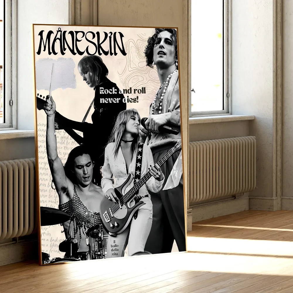 Retro Music Band Stars Maneskin Poster Classic Vintage Posters HD Quality Wall Art Retro Posters for Home Room Wall Decor