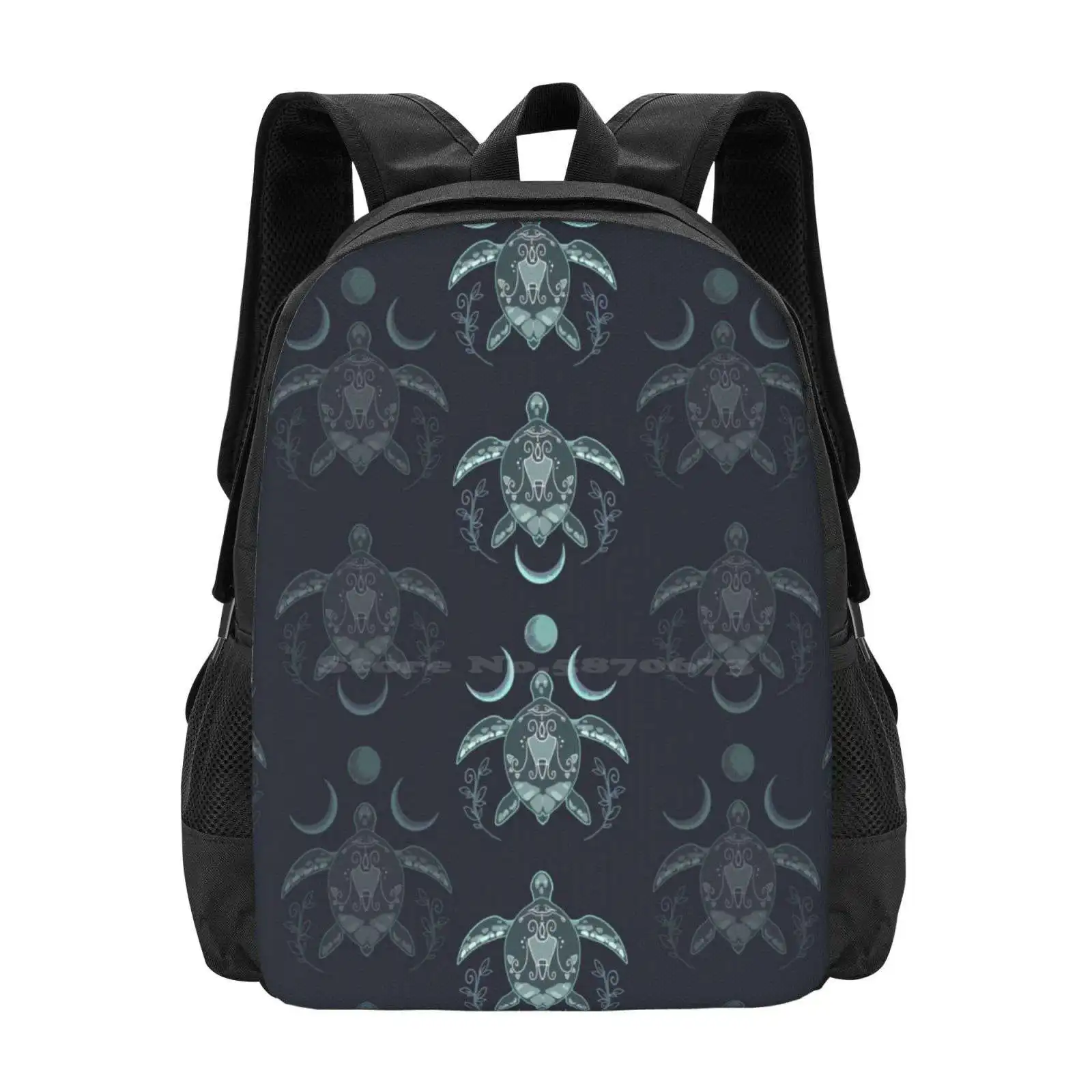 Spirit Turtles Hot Sale Schoolbag Backpack Fashion Bags Spirits Souls Turtles Moon Lunar Symbols Glyphs Magical Animal Dark