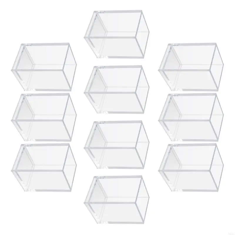 10Pcs Clear Acrylic Pen Cup Stackable Large Compartment Multipurpose Desk Pen Organiser Cosmetic Box For Home Office N0HC