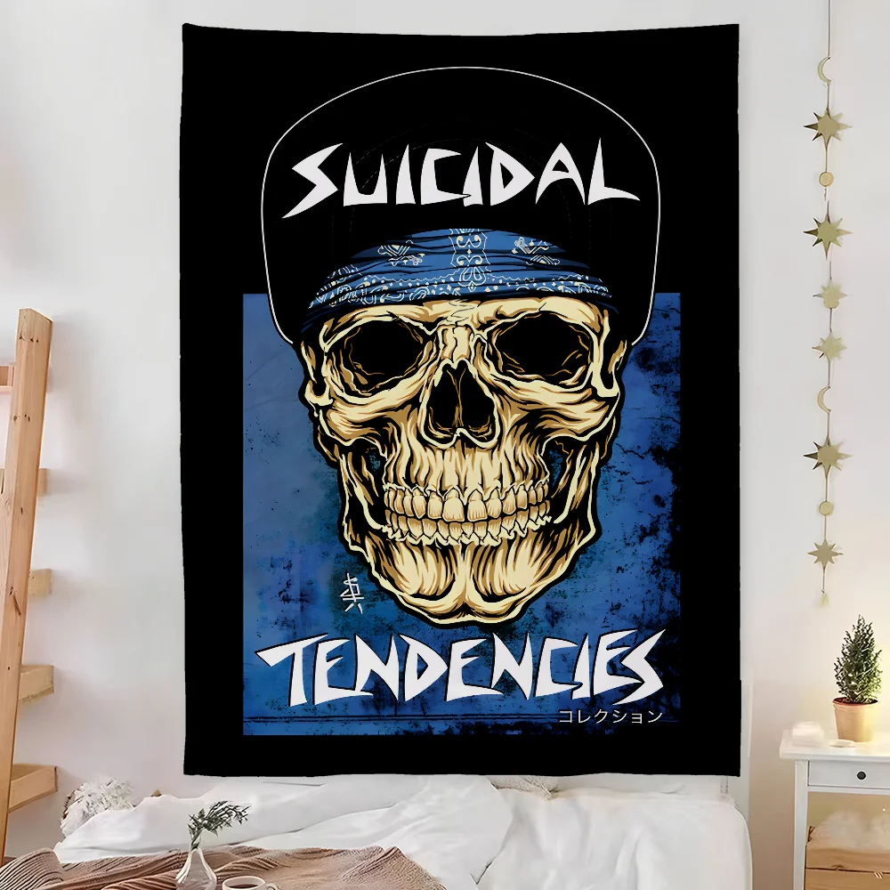 S-Suicidal-Tendencys Heavy Rock Tapestry Bedroom Living Bar Garden Outdoor Microfiber Festival Decoration Background Art Banner