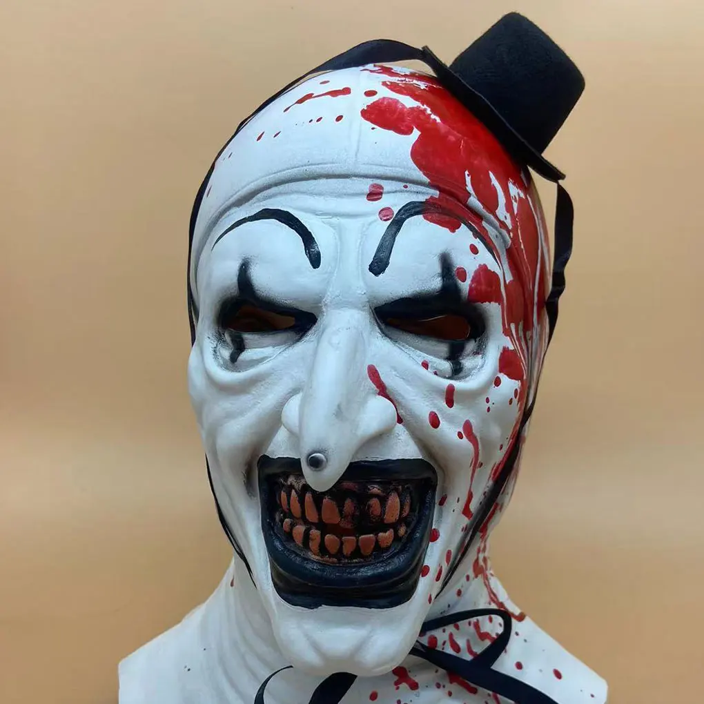 قناع المهرج الأبيض التنكري من اللاتكس لتجربة الأزياء الأصلية، مواد اللاتكس، قناع الرعب الدموي من النوع 3