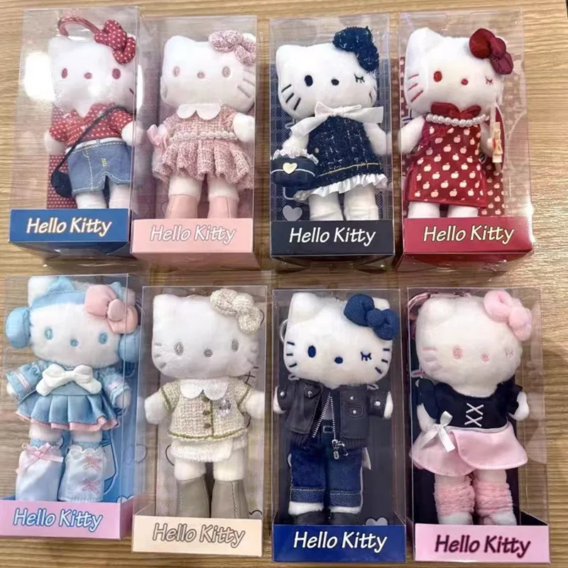 

Sanrio Hello Kitty Doll Keychain with Heart-shaped Buckle Cute Cartoon Long-legged KT Bag Pendant Schoolbag Decoration Toy Gifts