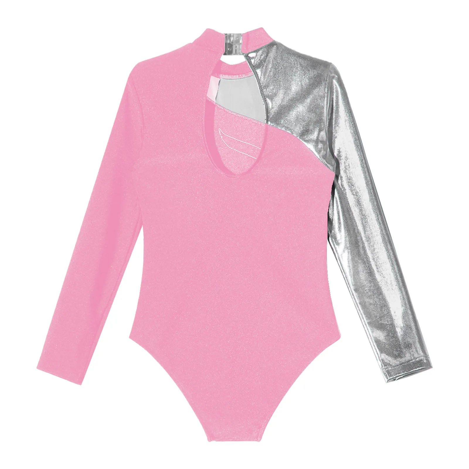 Kids Girls Ballet Dance Leotard Long Sleeve Shiny Rhinestone Gymnastics Dancewear Figure Skating Competition Performance Costume