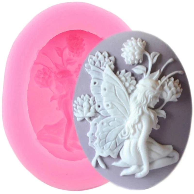 Oval Frame Silicone Mold Angel Fairy Cake Decorating Tools Cupcake Topper Fondant Cookie Baking Candy Chocolate Soap Resin Mold