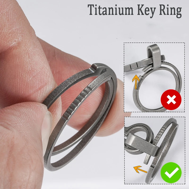 High Quality Men Women Side Push Car Key Ring Super Light Super Durable Titanium Alloy Flame Pattern Key Ring Key Accessories