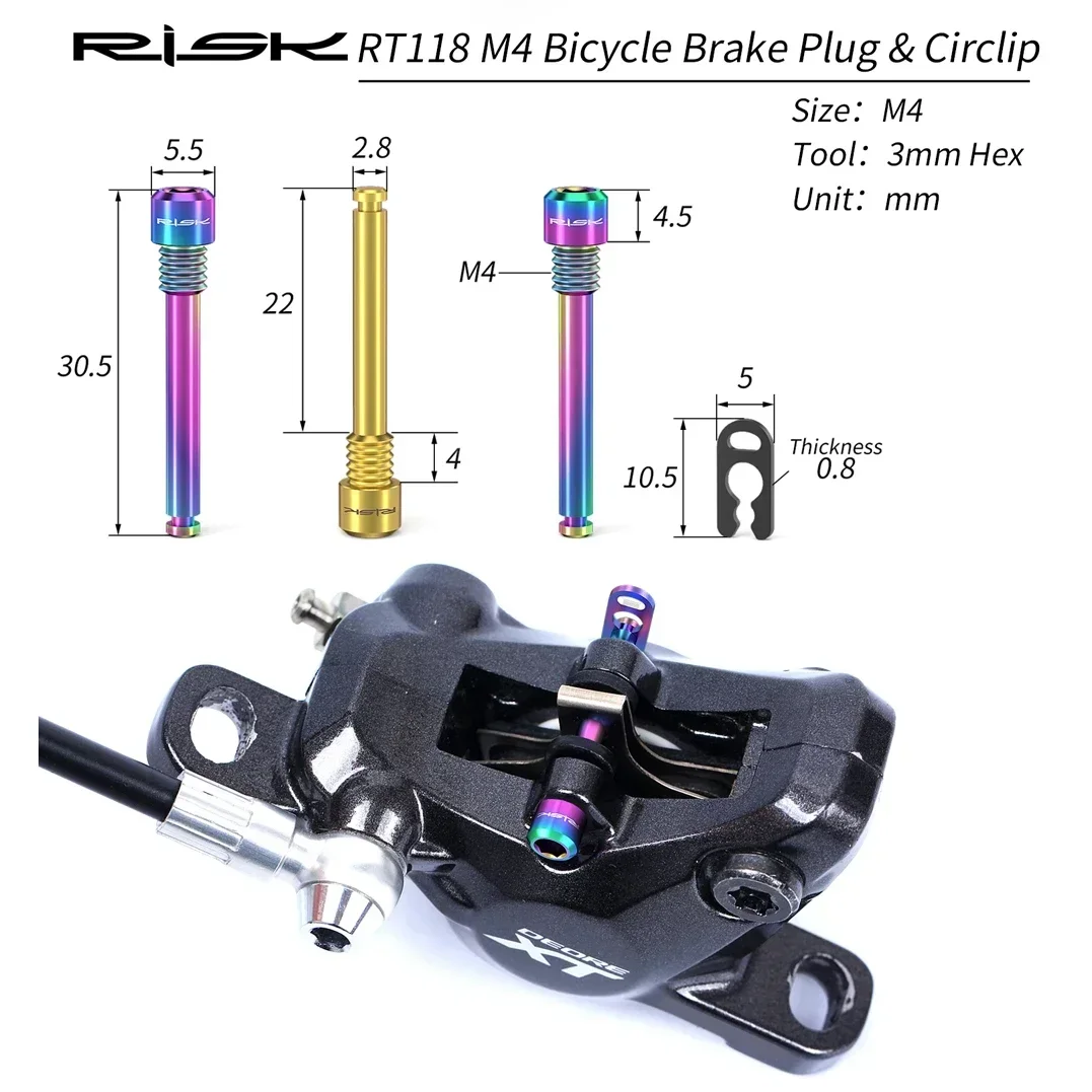 Risk Titanium Alloy Bolt Kit for XT M800 Oil Disc Brake Fixing, M4 Bicycle Brake Plug, M8 Compression Nut, Bicycle Screw Bolts