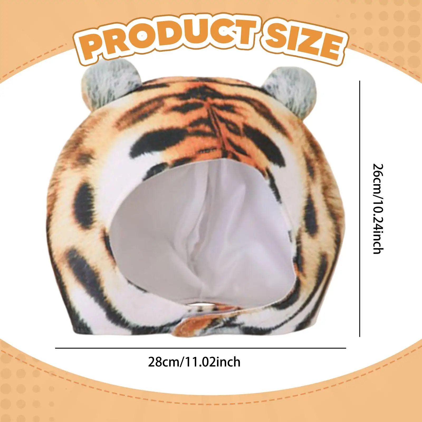 

Plush Tiger Headgear Hat Plush Costume Hat Novelty Costume Accessory DIY Head Cover for Cosplay Nightclubs Festival Winter