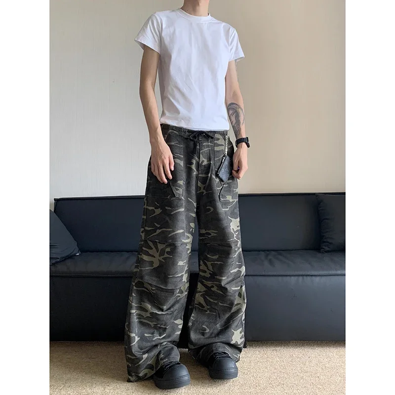 Streetwear Vintage Camouflage Baggy Cargo Pants for Women and Men Straight Wide Leg Oversize Trousers Aesthetics Y2K Pantalons