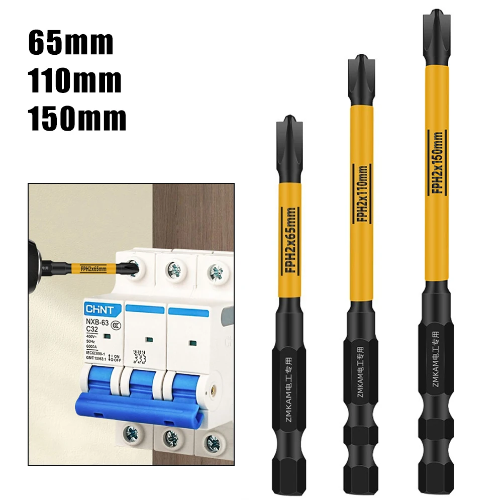 FPH2 Elektriker-Spezialschraubendreher-Bits, legierter Stahl, magnetischer elektrischer Schlagbohrschrauber, Mutternschrauber für Leistungsschalter 65 110 150 mm