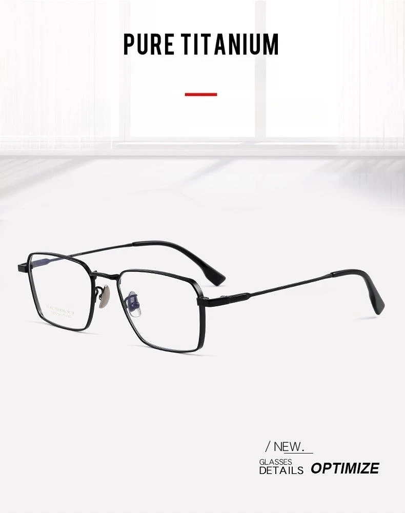 Yimaruili ultraleichte Business-Mode Myopie Brillen Retro Quadrat reines Titan optische Brille Rahmen Männer 205ct – Detail 3
