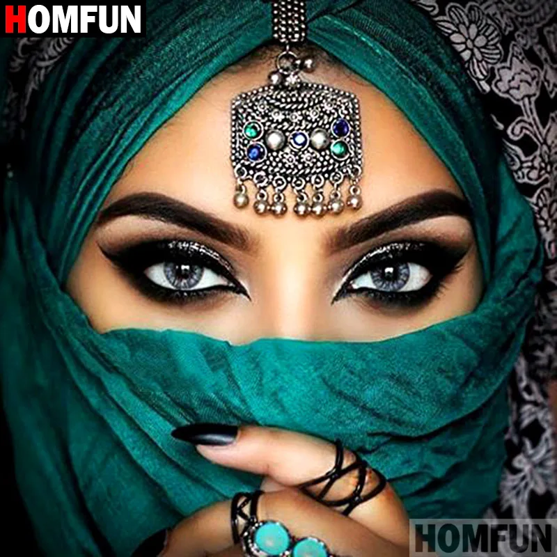 

HOMFUN 5D DIY Diamond Painting Full Square/Round Drill "Masked woman" 3D Embroidery Cross Stitch gift Home Decor A00719