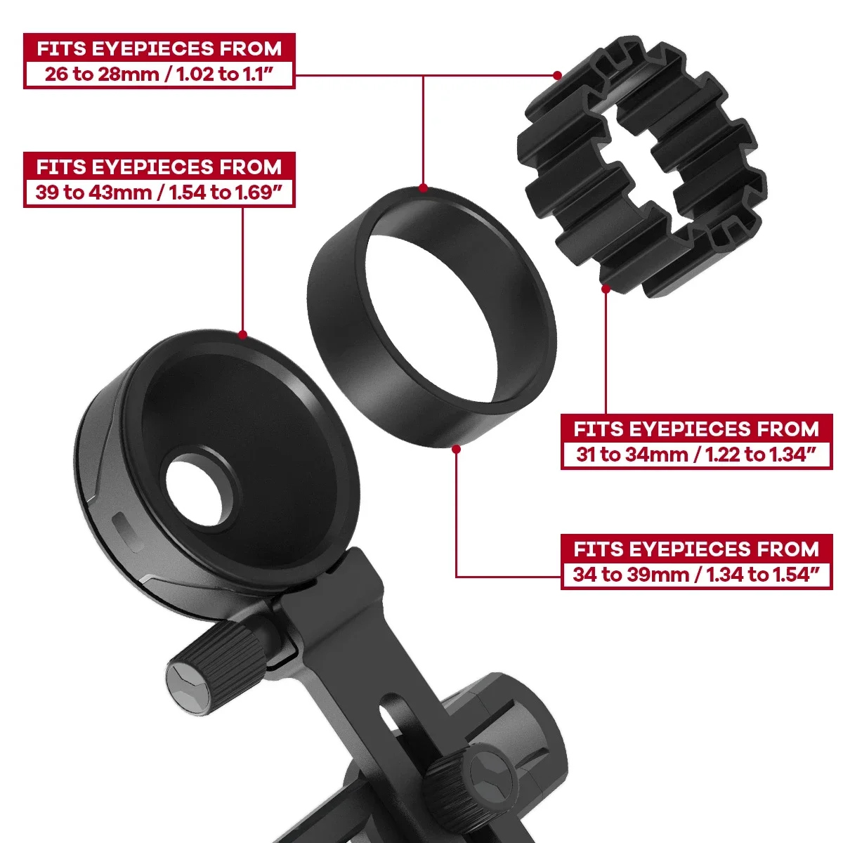 Telescope Eyepiece Mount Smartphone Adaptor Mobile Bracket Phone Holder for Digiscoping Spotting Scope Microscope Capturing