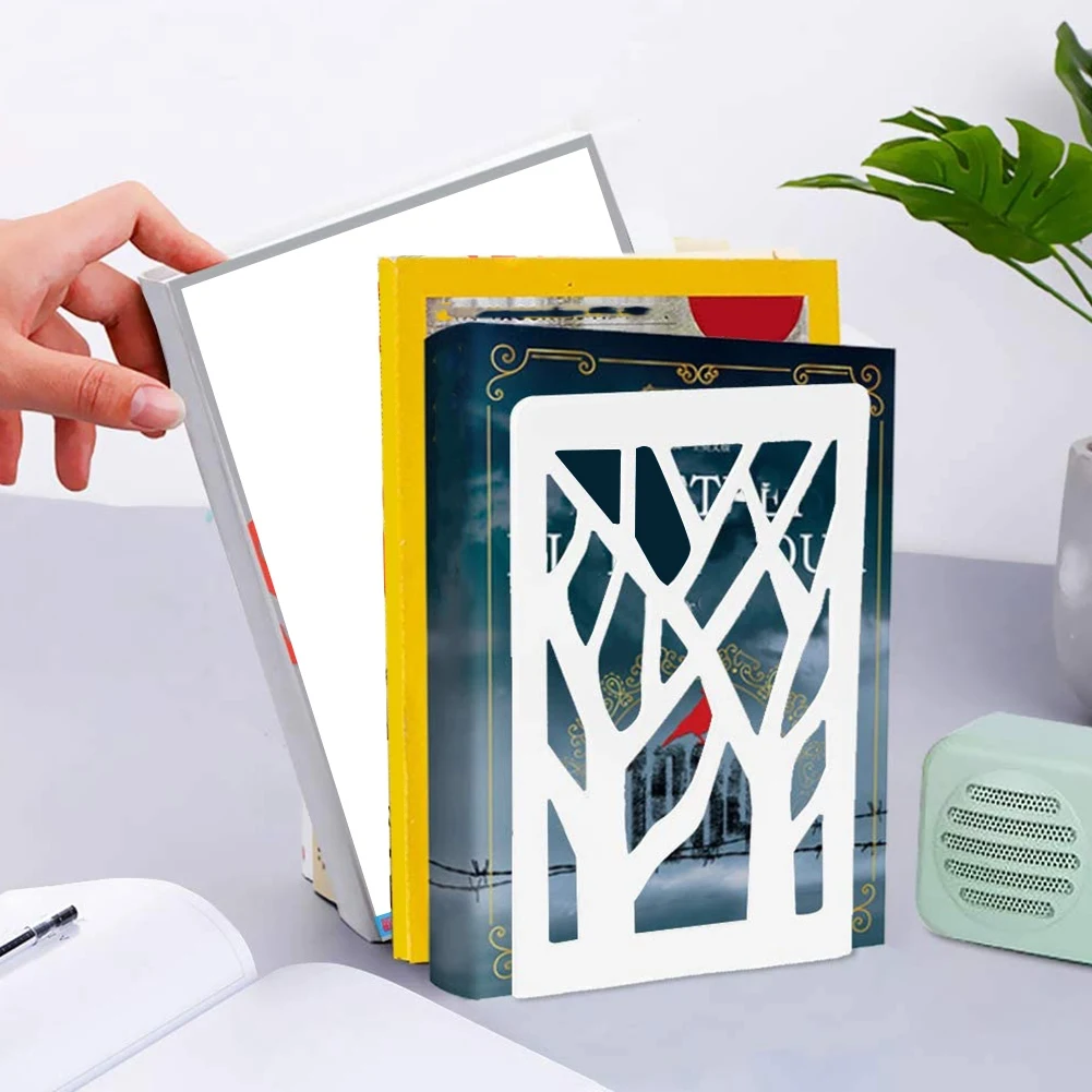 ฉากกั้นที่ใส่หนังสือชั้นหนังสือ6คู่ฉากกั้นที่ยึดหนังสือขาตั้งหนังสือสำหรับจัดระเบียบหนังสือ /cds สีขาว