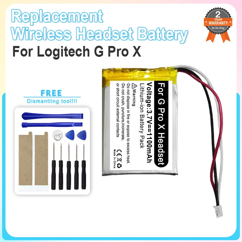 Replacement Wireless Headset Battery For Logitech G Pro X ProX 1100mAh