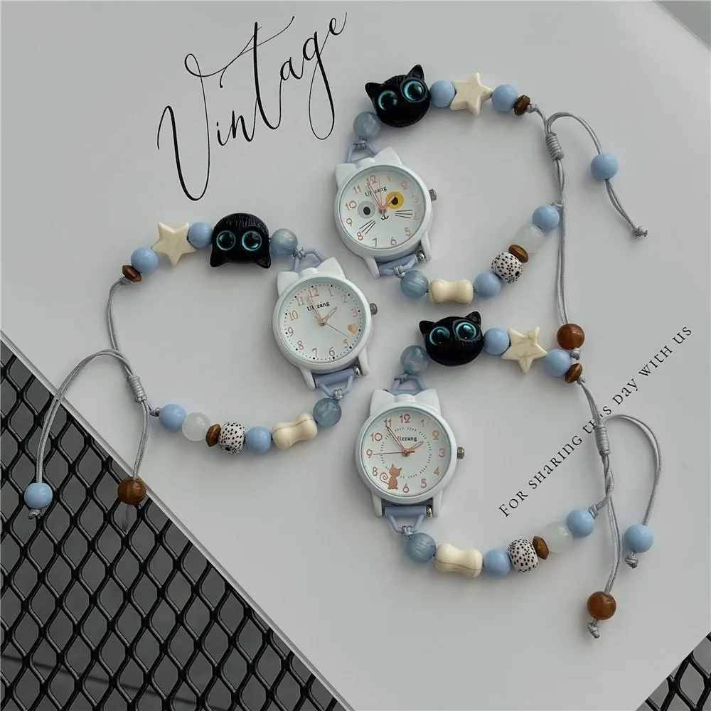 Cute Adjustable Bracelet Watch Handmade Beaded Chain Watch Pendant Wristwatches Women Girls