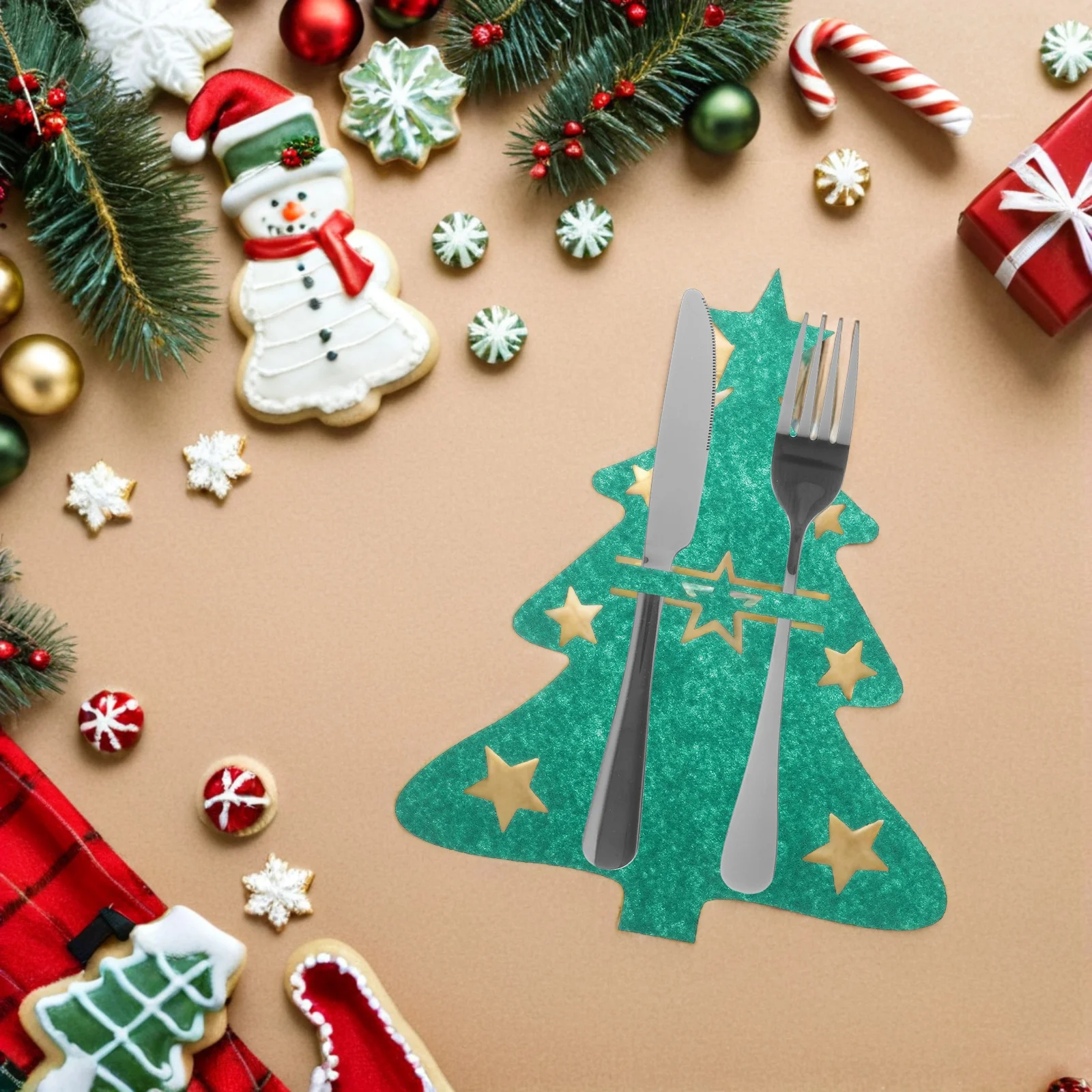 

48Pcs Christmas Tree Cutlery Holders Felt Silverware Bags Holiday Table Decor Xmas Party Supplies Utensil Pouches