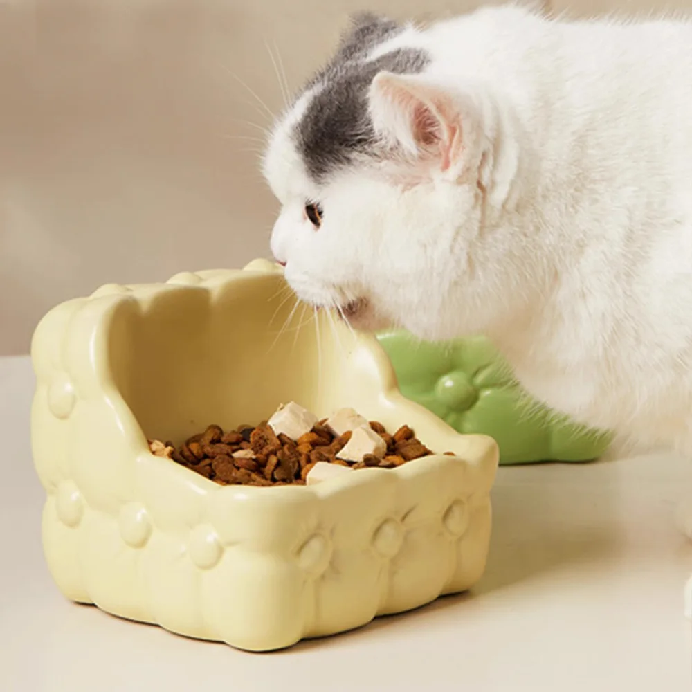 Pet dog bowl anti-tip cat food bowl tall cat bowl ceramic to protect cervical vertebrae pet supplies cat accessories