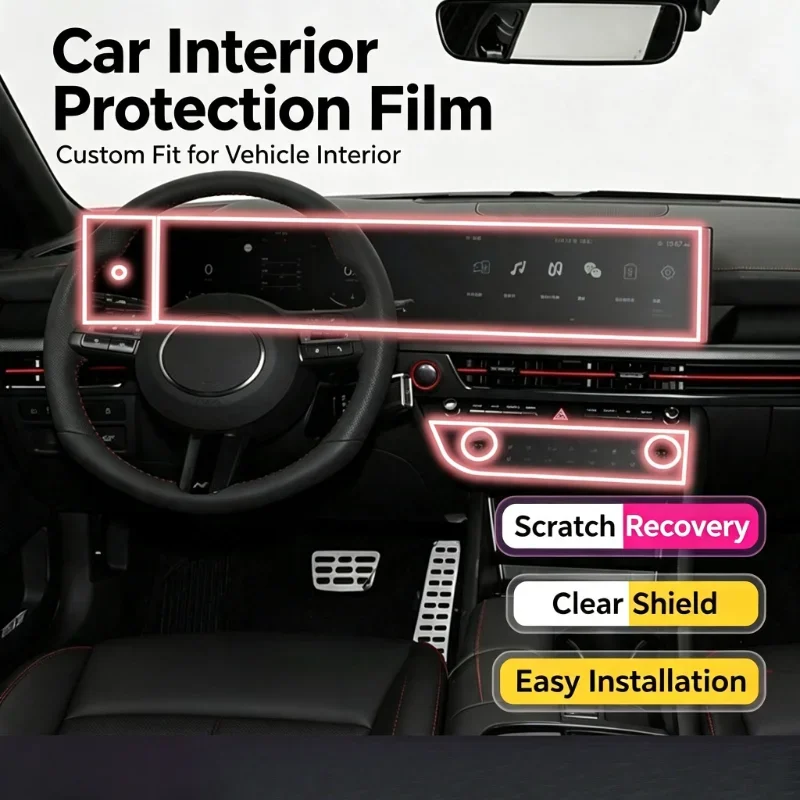 For 2020‑2025 Hyundai Sonata, Transparent Interior Center Console LCD Screen Protective Film, Auto Modification Accessories