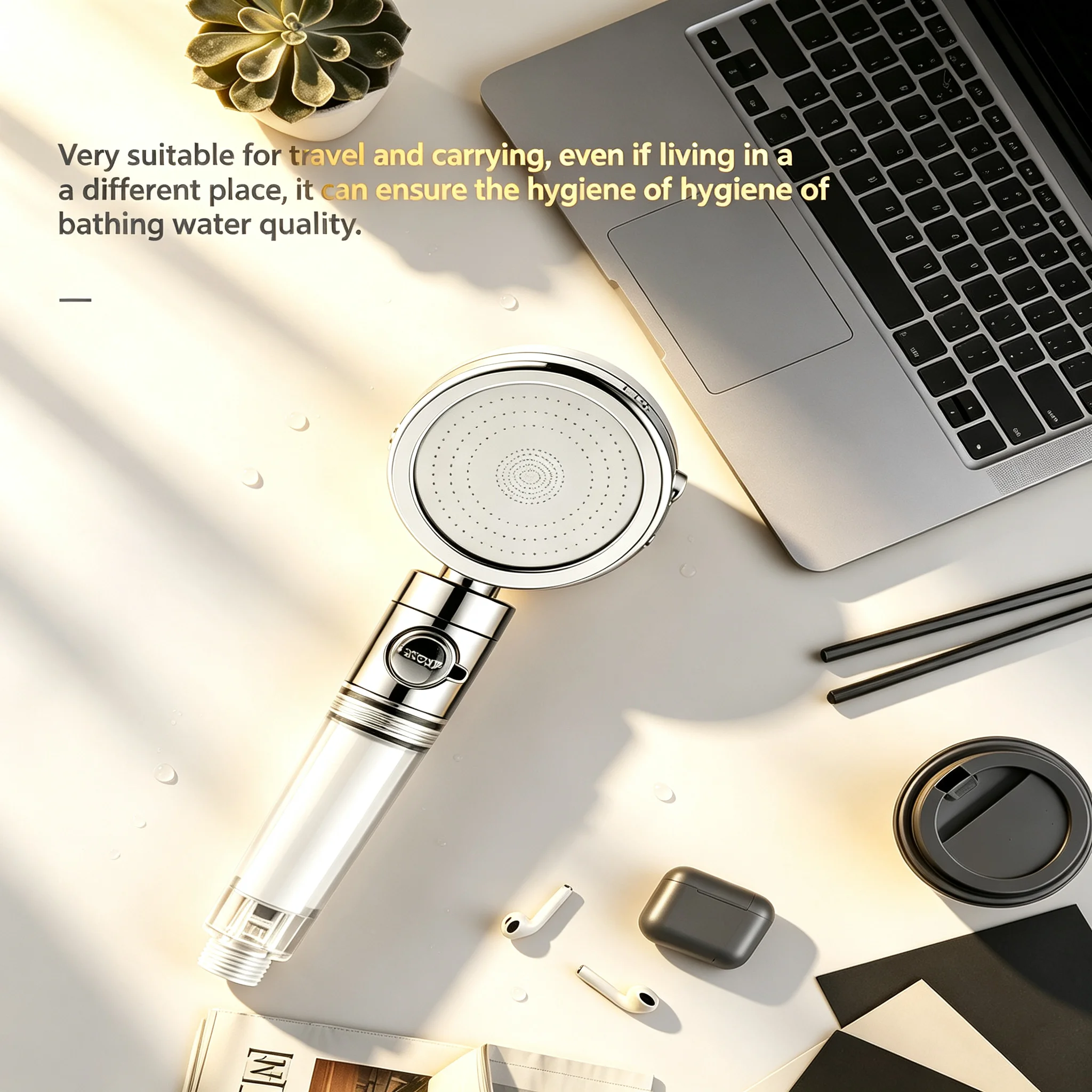 Chrome Finished Filter Handheld Shower Sprayer Built‑in Purifying Filter for Relaxing SPA‑Style Shower Experience
