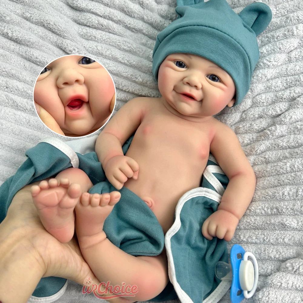 

17" Soft Silicone Reborn Baby Girl/Boy Can Use Pacifiers Handmade Lifelike Newborn Doll for Elderly Who Lost Kids Kids Toy