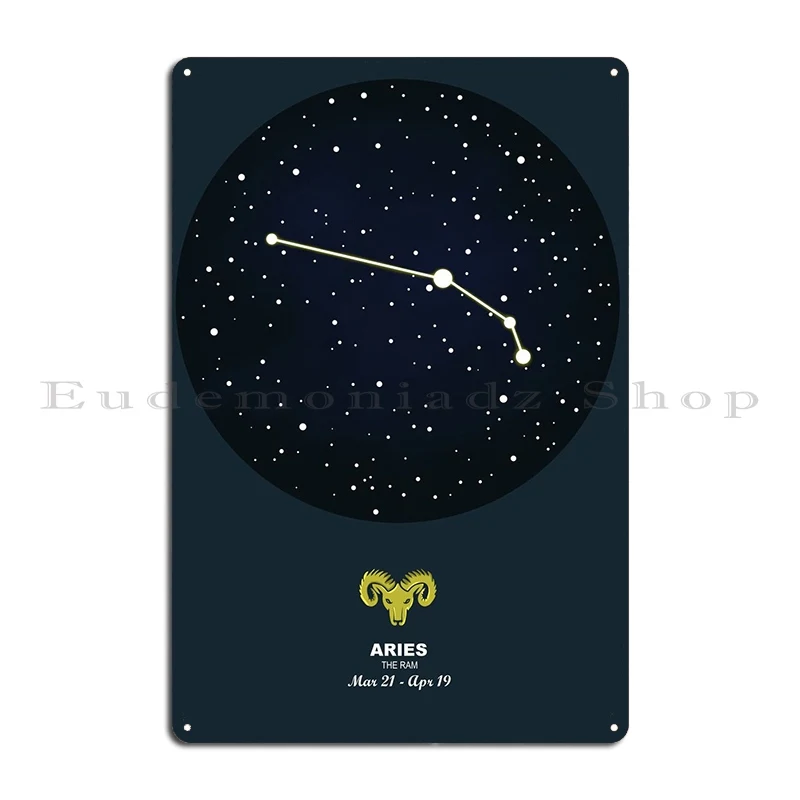 Zodiac Aries Metal Sign Wall Cave Funny Designing Custom Designing Tin Sign Poster