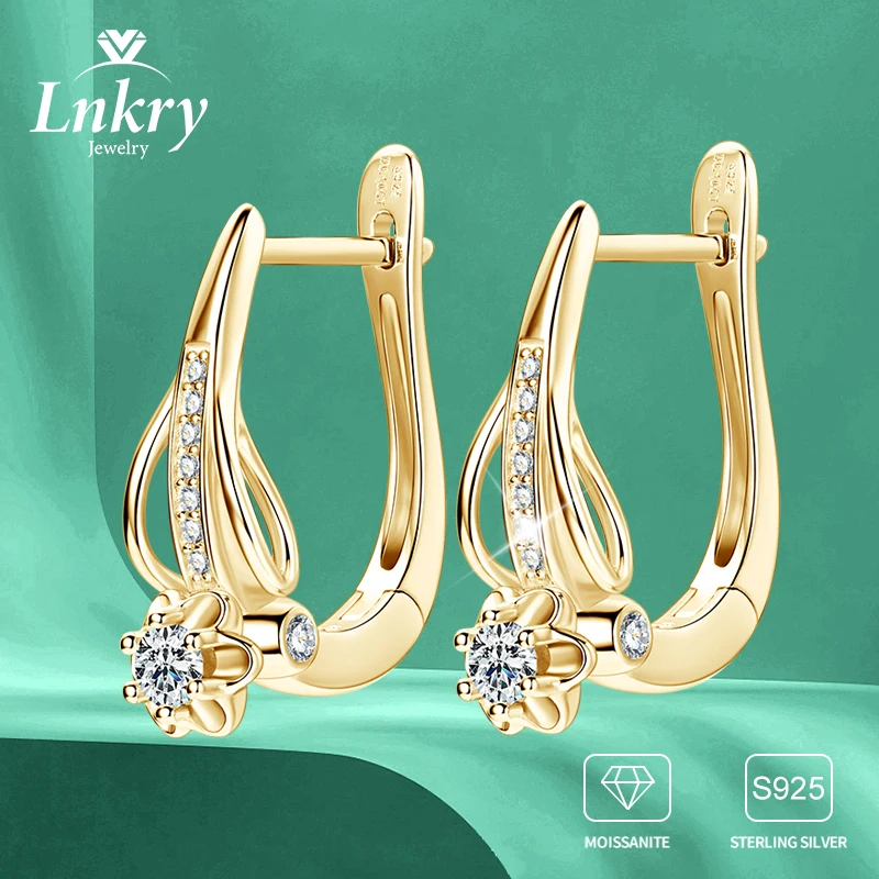 

Lnkry Trendy Moissanite Hoop Earrings Oorbellen Zilver 925 Sterling Silver Flower Earring For Women High Quality Fine Jewelry