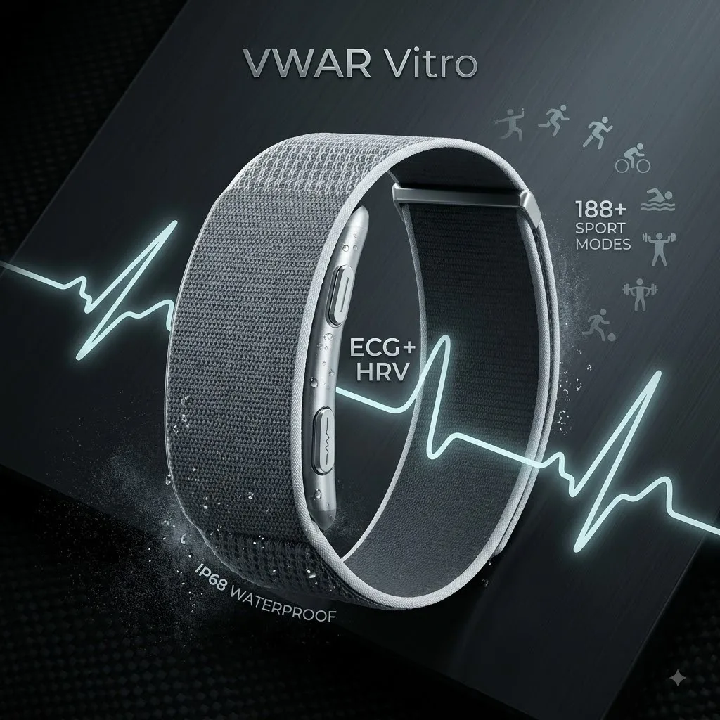 VWAR Vitro ECG Smart Bracelet SOS Call Heart Rate Blood Oxygen Waterproof Health Fitness Tracker Band 2026 Screenless Smartwatch