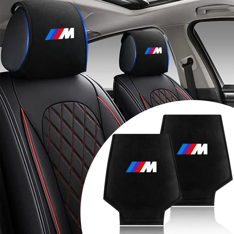 Car Headrest Cover Seat Head Pillow Neck Headrest Cover Car Stying For BMW M Performance Series POWER X1 X2 X3 X5 X6 G20 G30 G11