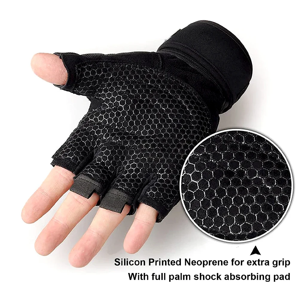 1Pair Sports Gym Gloves Workout Women Men Fingerless Hand Gloves Athletic Training Biking Glove Paded Weight Lifting