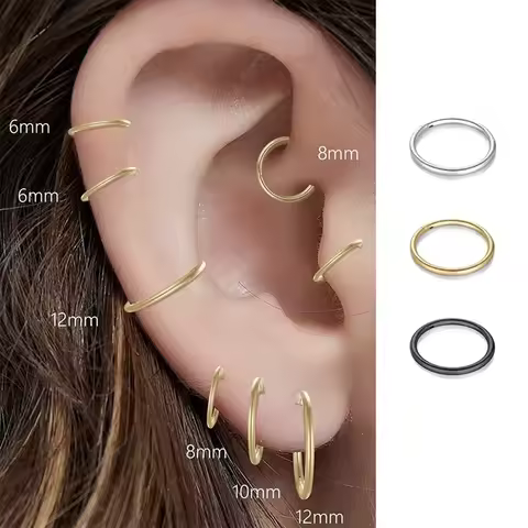 Mariasz 미니멀리스트 316L 스테인레스 스틸 클래식 코 링 남성 여성 후프 귀걸이 Septum Helix 귀 피어싱 쥬얼리 18G