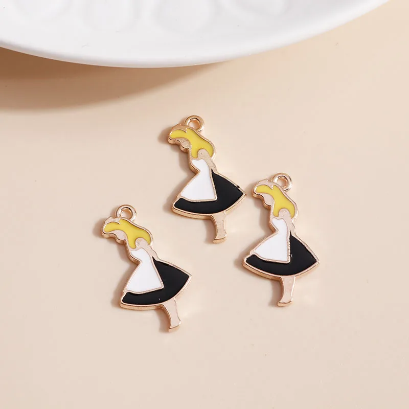 10pcs Cute Cartoon Girls Princess Charms for Making Earring Necklace Keychain Pendant DIY Fashion Jewelry Accessories