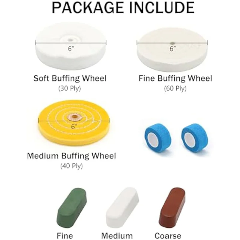 

LNHF 2 Set 6Inch Buffing Polishing Wheels,For Bench Grinder,With Buffing Polishing Cutting Compounds,With Non-Woven Bandage