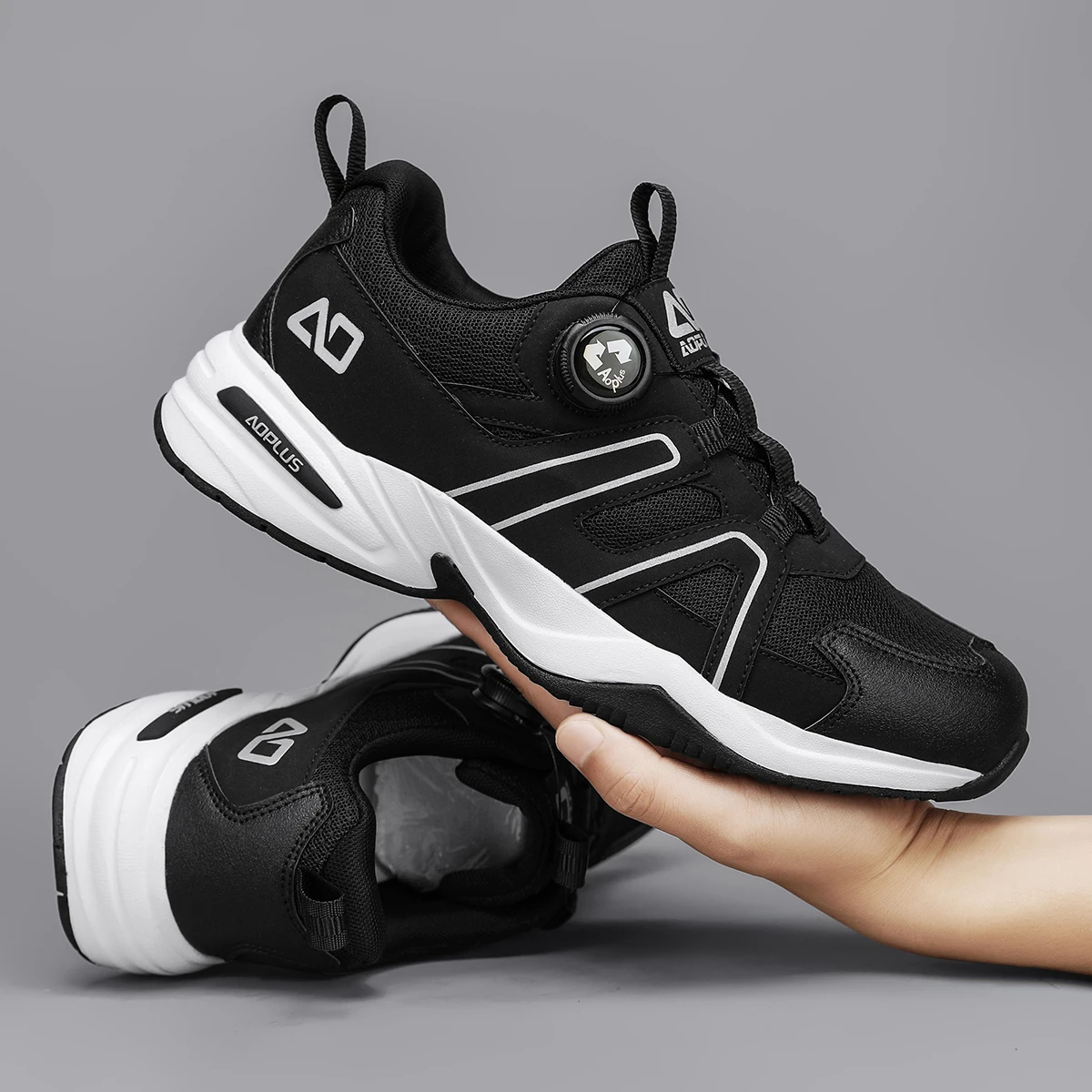 

Men's Sports Casual Shoes, New Summer Style, Fashionable and Comfortable, Pu Leather Solid Color Upper, Waterproof Breathable Hole Design Casual Shoes, Men's Rotary Buckle Lace-Up Comfortable Elastic Adjustable Versatile Simple Men's White Shoes, Outdoor 