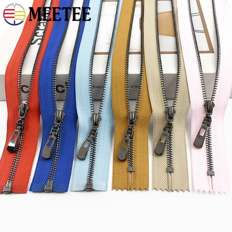 

3Pcs Meetee 3# Metal Zipper 15-70cm Close/Open-End Zippers Auto Lock Zip for Garment Shoes Bag Repair Kit DIY Sewing Accessories