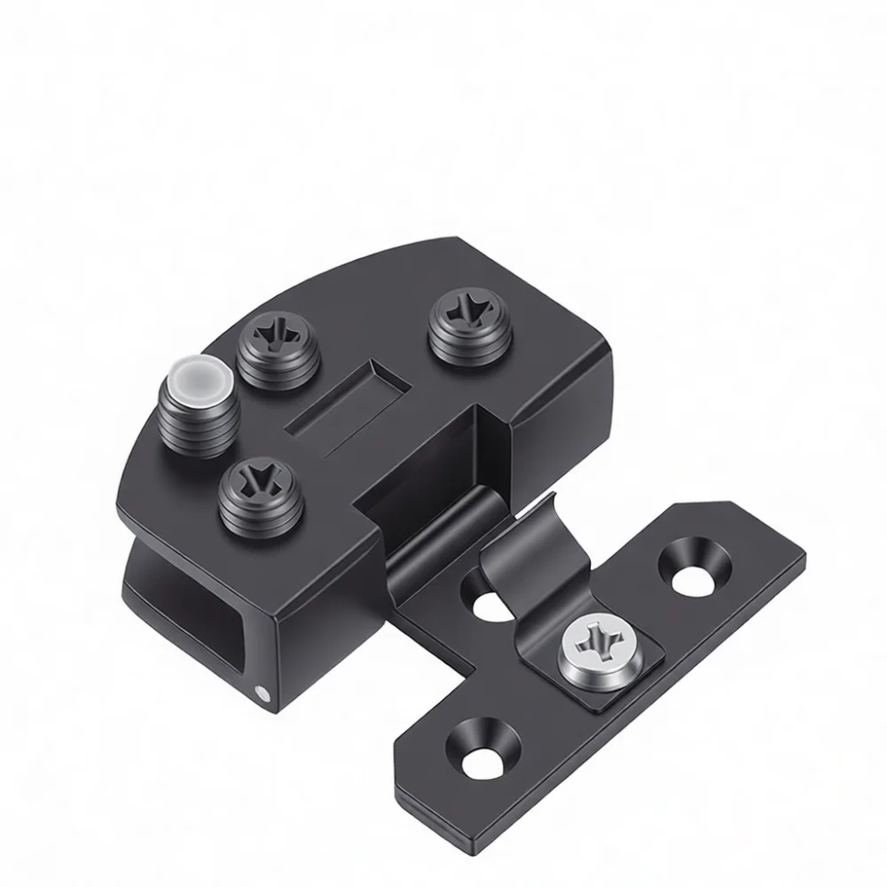 Durable Glass Door Hinge Hardware For Display Cabinet Showcase No Drill Clamp Zinc Alloy Furniture Accessory Silver Color