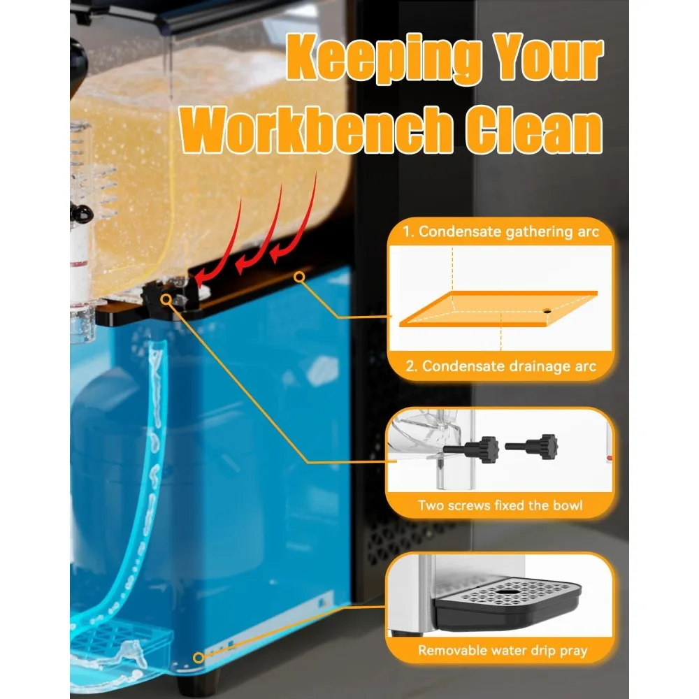 Slushie Machine, No Ice Needed, 0.8 Gallons x 2 Tank Margarita Machine with Food-Grade PC Tank for Margaritas Slushies Frozen Dr