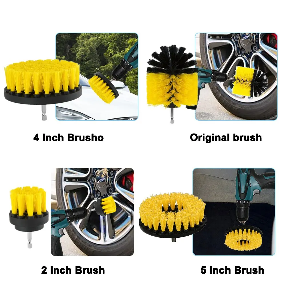 4Pc Electric Drill Brush Kit Cleaning Brush Nylon Scrubber Brush For Carpet Glass Car Tires Bathroom Toilet Cleaning Tools Floor