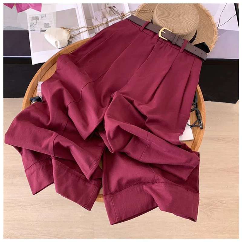 

2024 autumn and winter new washed cotton straight leg pants, simple and versatile wide leg pants, cropped pants, solid color