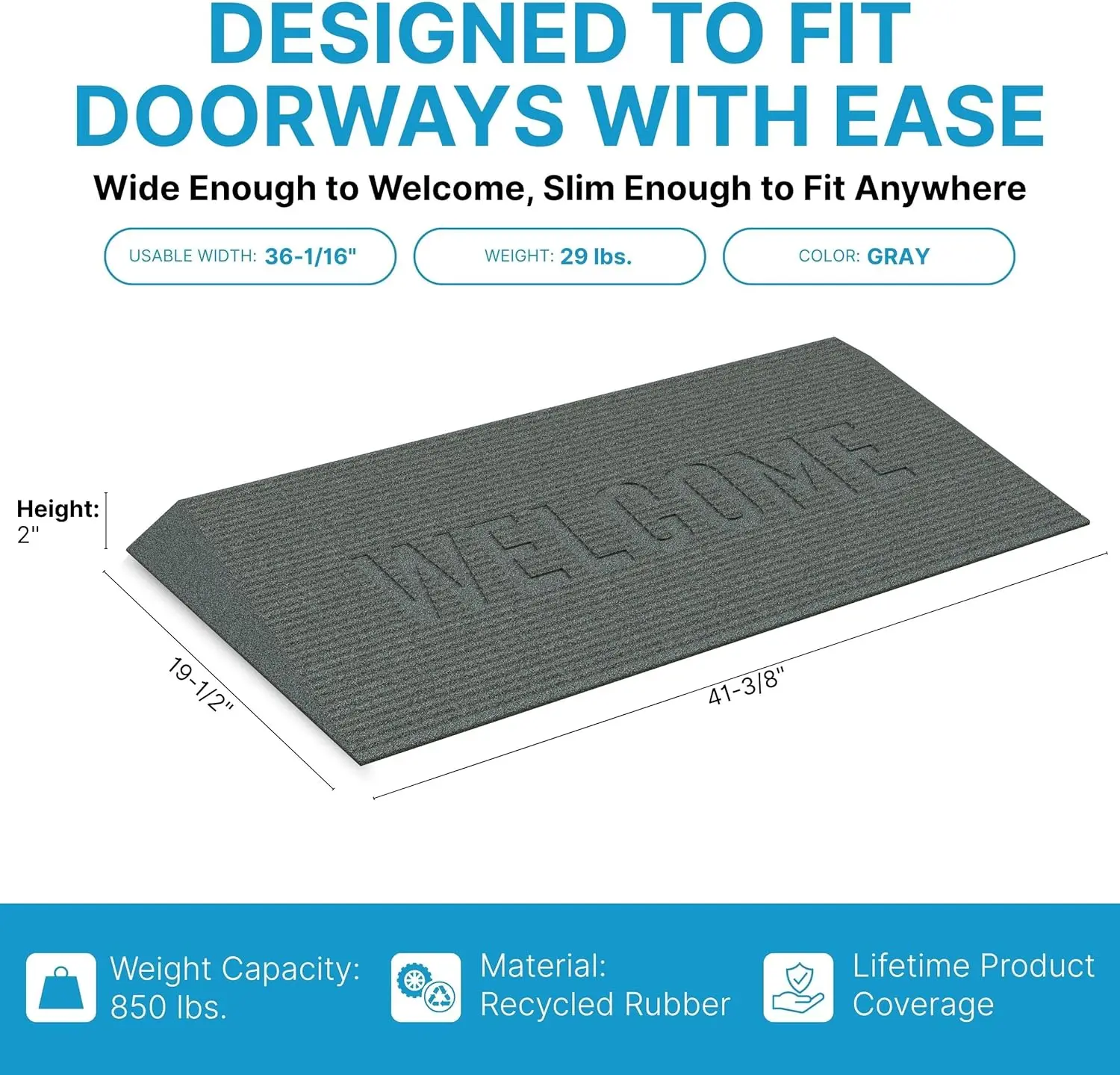 Indoor and Outdoor Entry, N/A, Grey, Angled Welcome Mat